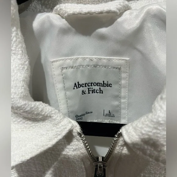 Abercrombie & Fitch White Utility Jacket Size L EUC - Picture 2 of 3